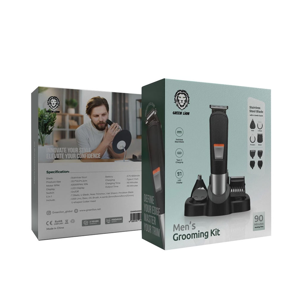 تصویر ماشین اصلاح گرین لاین Grooming Kit با چندین تیغه متنوع، نمایشگر LED، شارژر Type-C و شانه‌های تنظیم طول مو