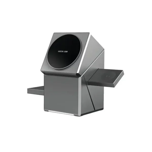 شارژر بی‌سیم سه‌کاره گرین لاین با طراحی مدرن، شارژ هم‌زمان موبایل، ایرپاد و اپل واچ با توان ۱۵ وات و سیستم محافظتی پیشرفته