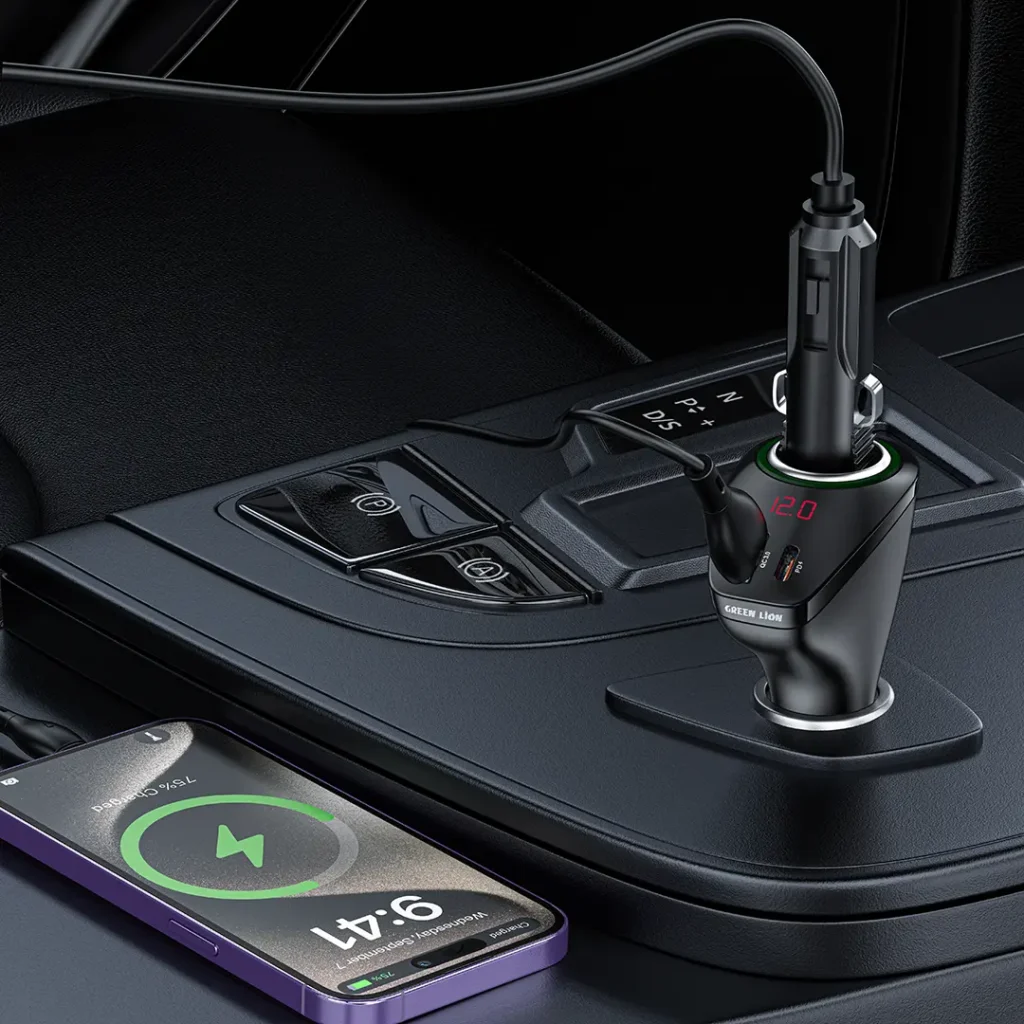 شارژر فندکی 75 وات گرین لاین مدل Power Drive 75W Car Charger