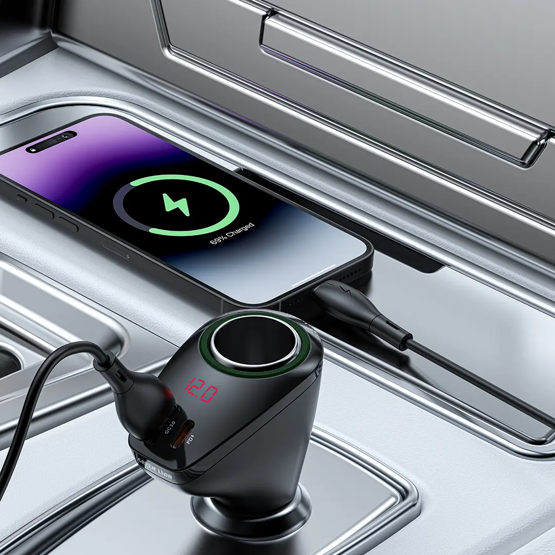 شارژر فندکی 75 وات گرین لاین مدل Power Drive 75W Car Charger